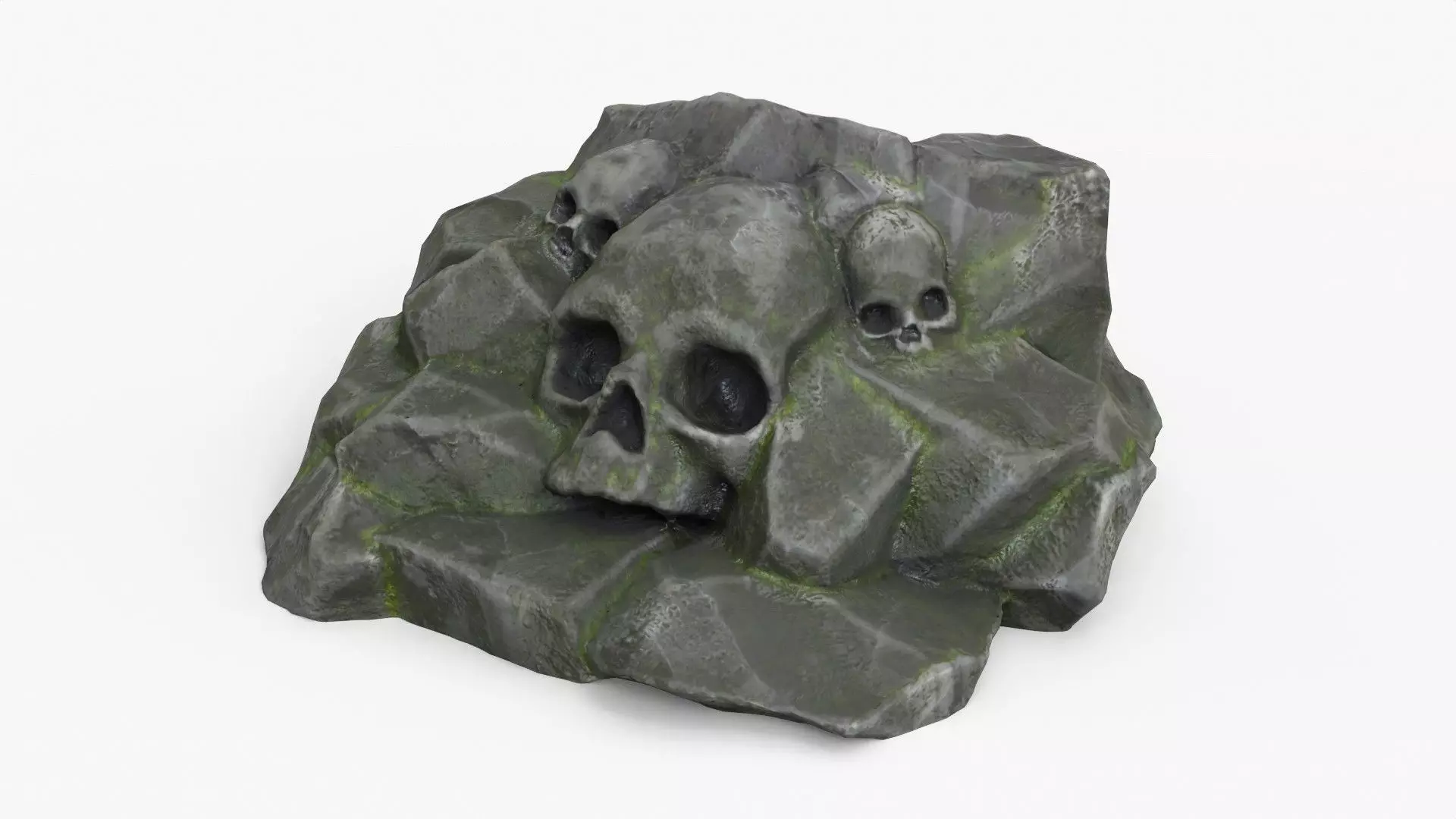 Rock Skull 1003 - Grey Jagged Stone Low-poly 3D model_0