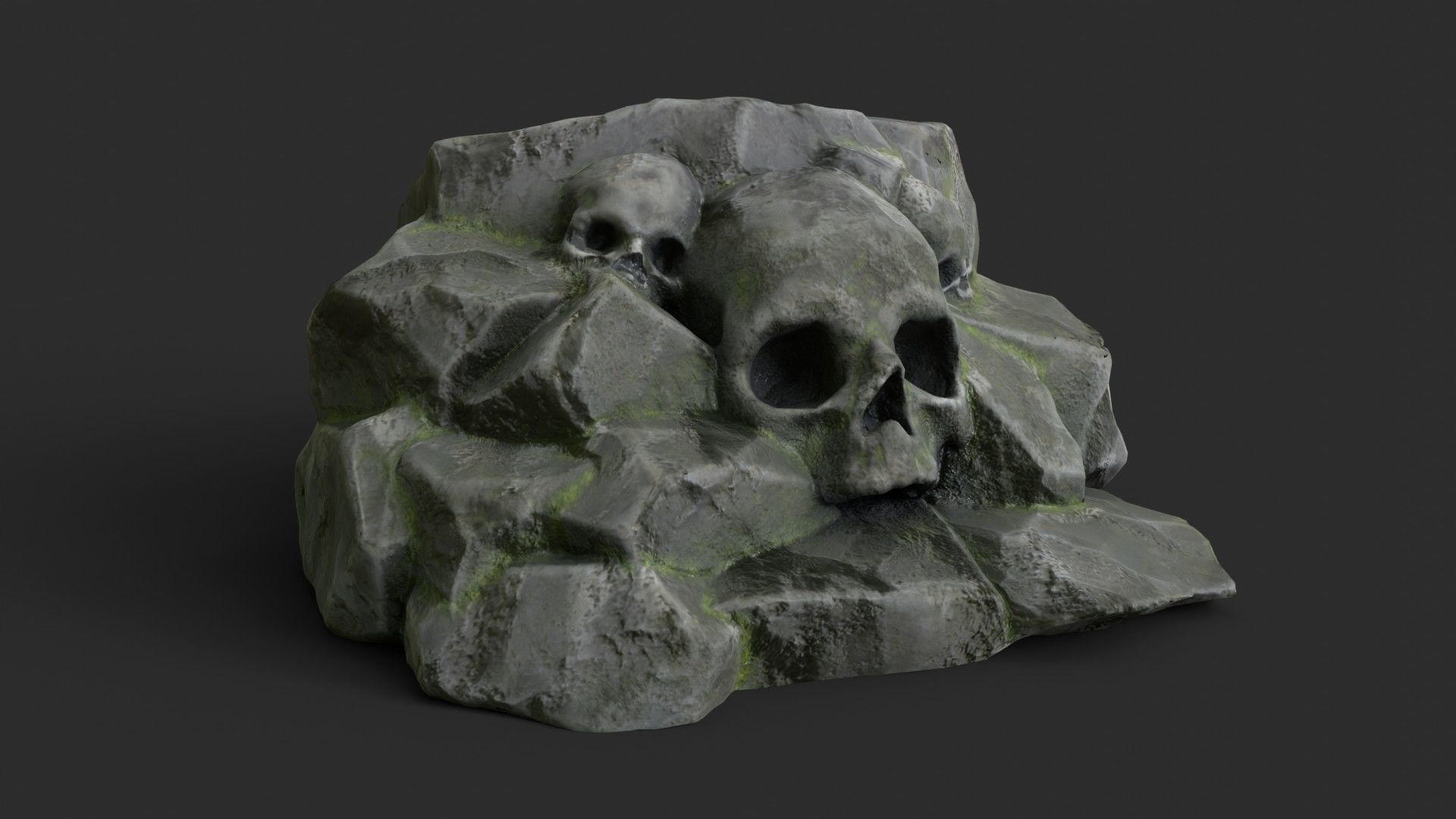 Rock Skull 1003 - Grey Jagged Stone Low-poly 3D model_2