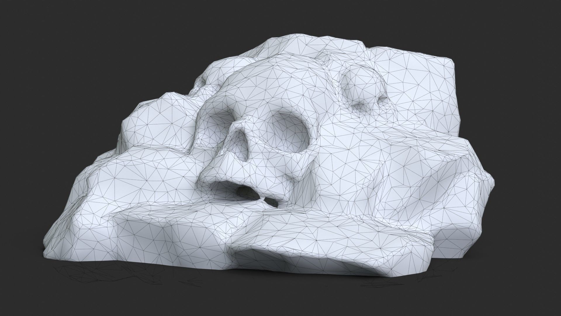 Rock Skull 1003 - Grey Jagged Stone Low-poly 3D model_13