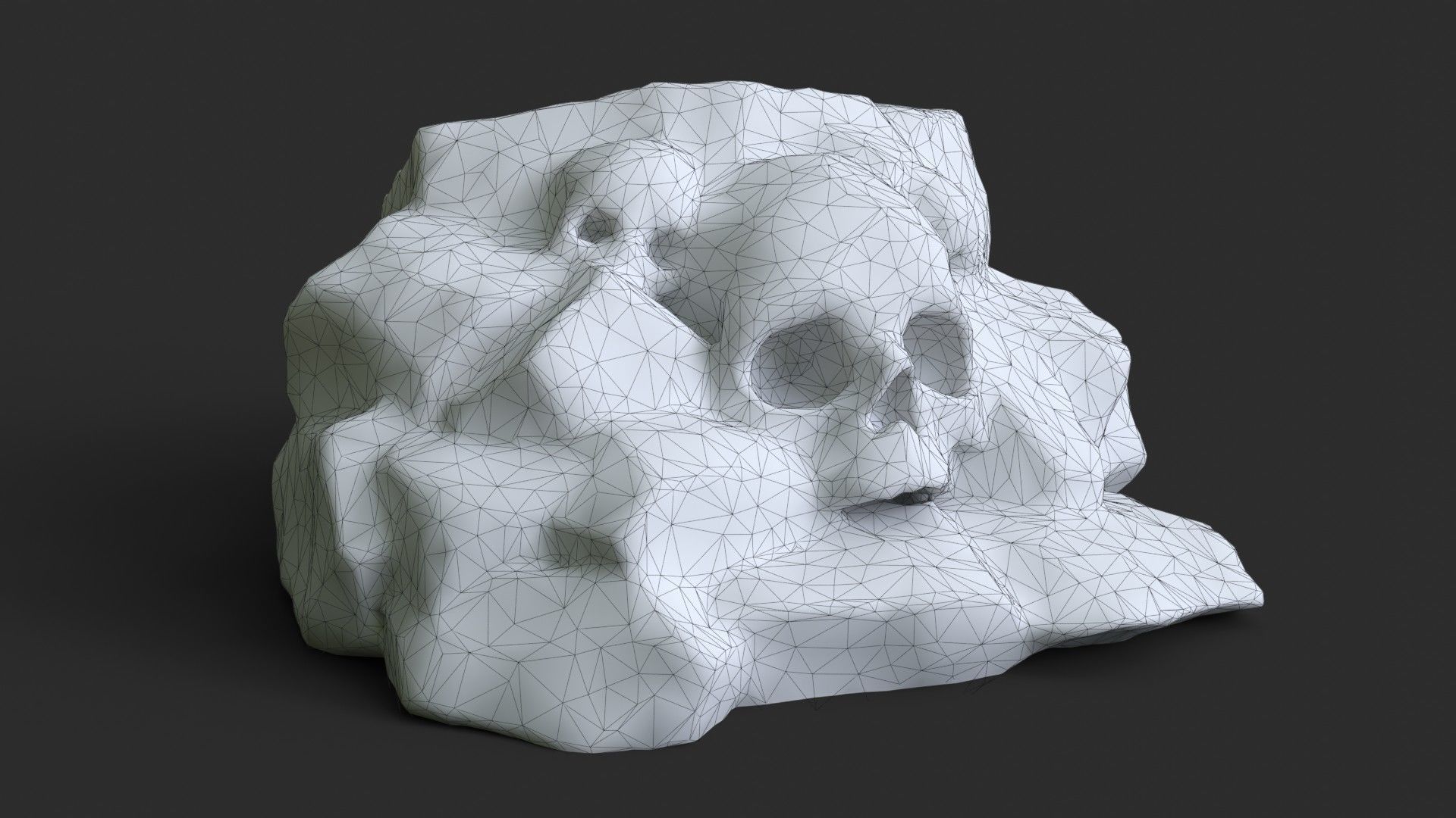 Rock Skull 1003 - Grey Jagged Stone Low-poly 3D model_14