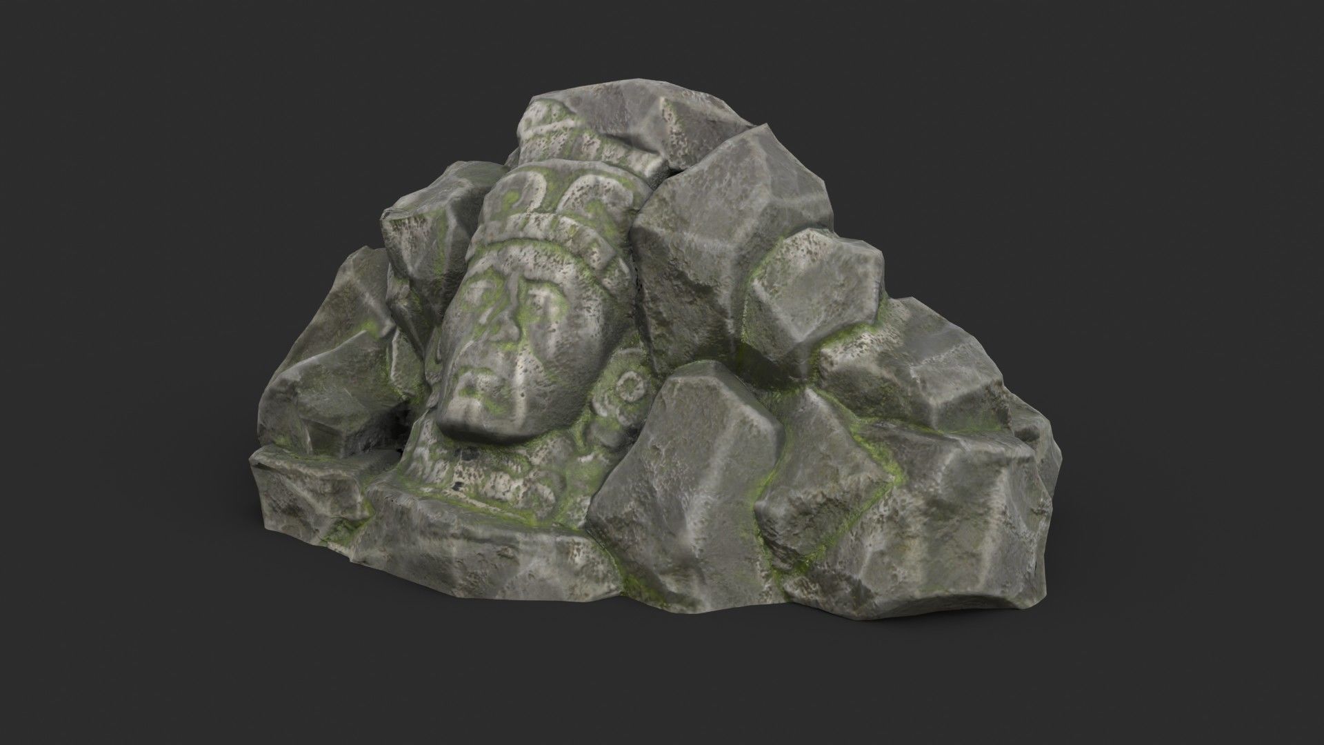 Rock Maya 1001 - Grey Jagged Stone Low-poly 3D model_1