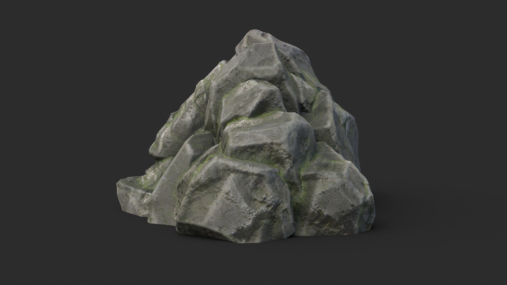 Rock Maya 1001 - Grey Jagged Stone Low-poly 3D model_6