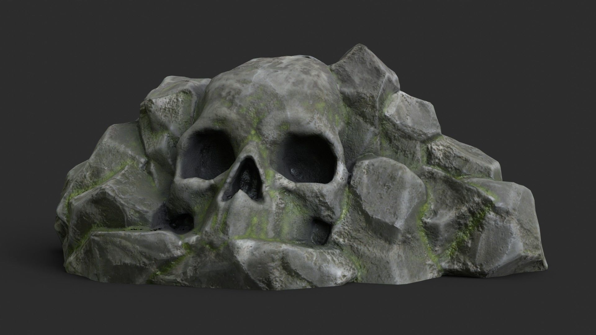 Rock Skull 1004 - Grey Jagged Stone Low-poly 3D model_6