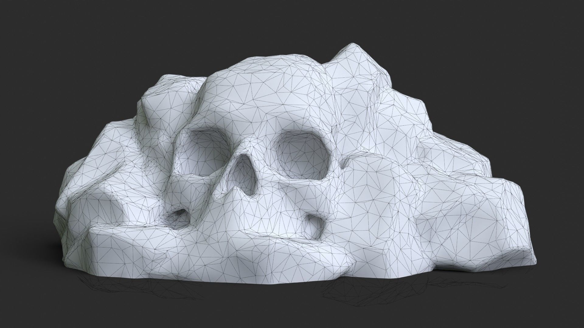 Rock Skull 1004 - Grey Jagged Stone Low-poly 3D model_13