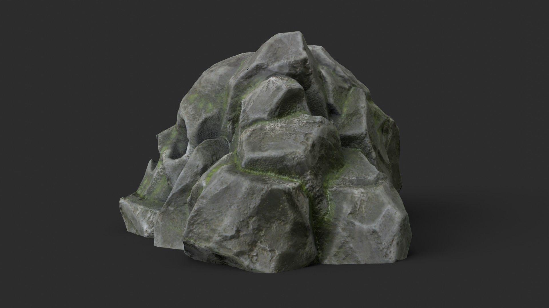 Rock Skull 1004 - Grey Jagged Stone Low-poly 3D model_5