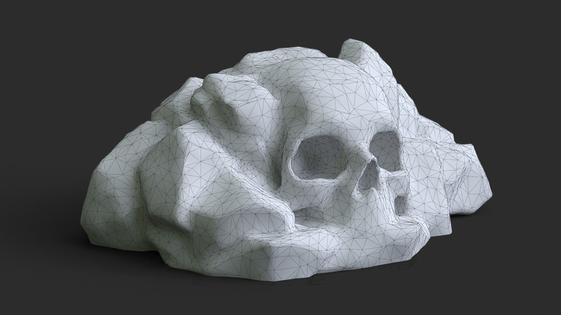 Rock Skull 1004 - Grey Jagged Stone Low-poly 3D model_9