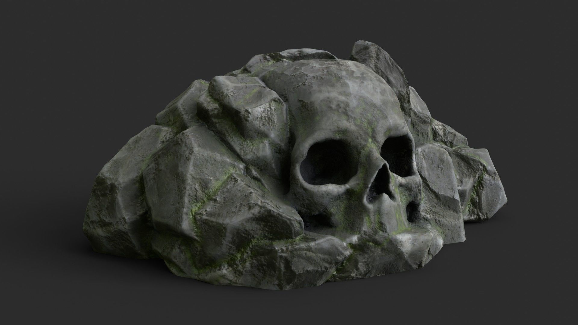 Rock Skull 1004 - Grey Jagged Stone Low-poly 3D model_2