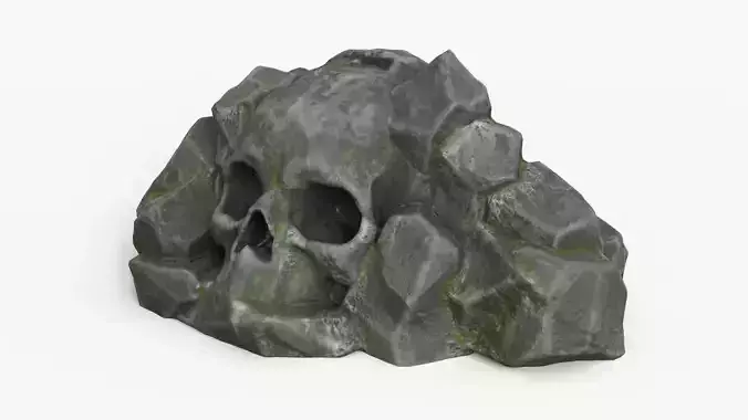 Rock Skull 1004 - Grey Jagged Stone Low-poly 3D model