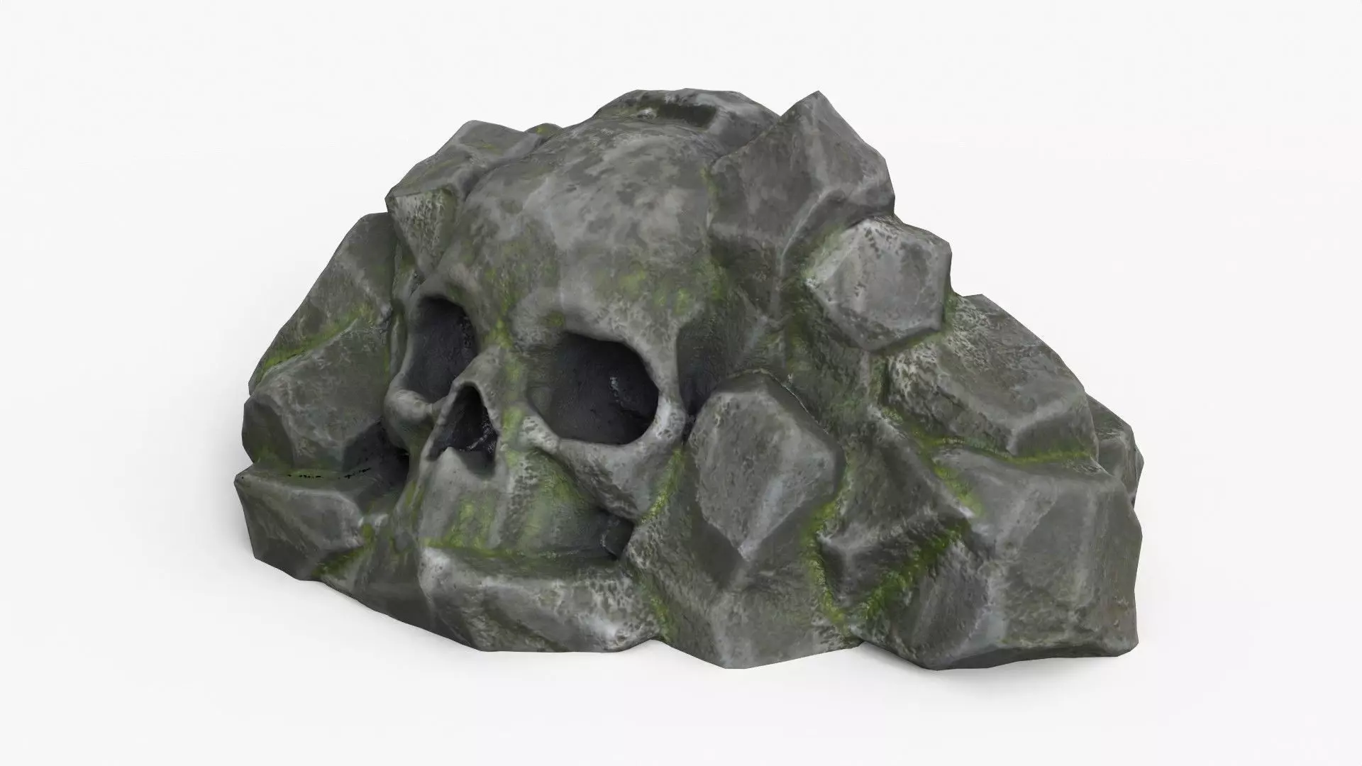 Rock Skull 1004 - Grey Jagged Stone Low-poly 3D model_0