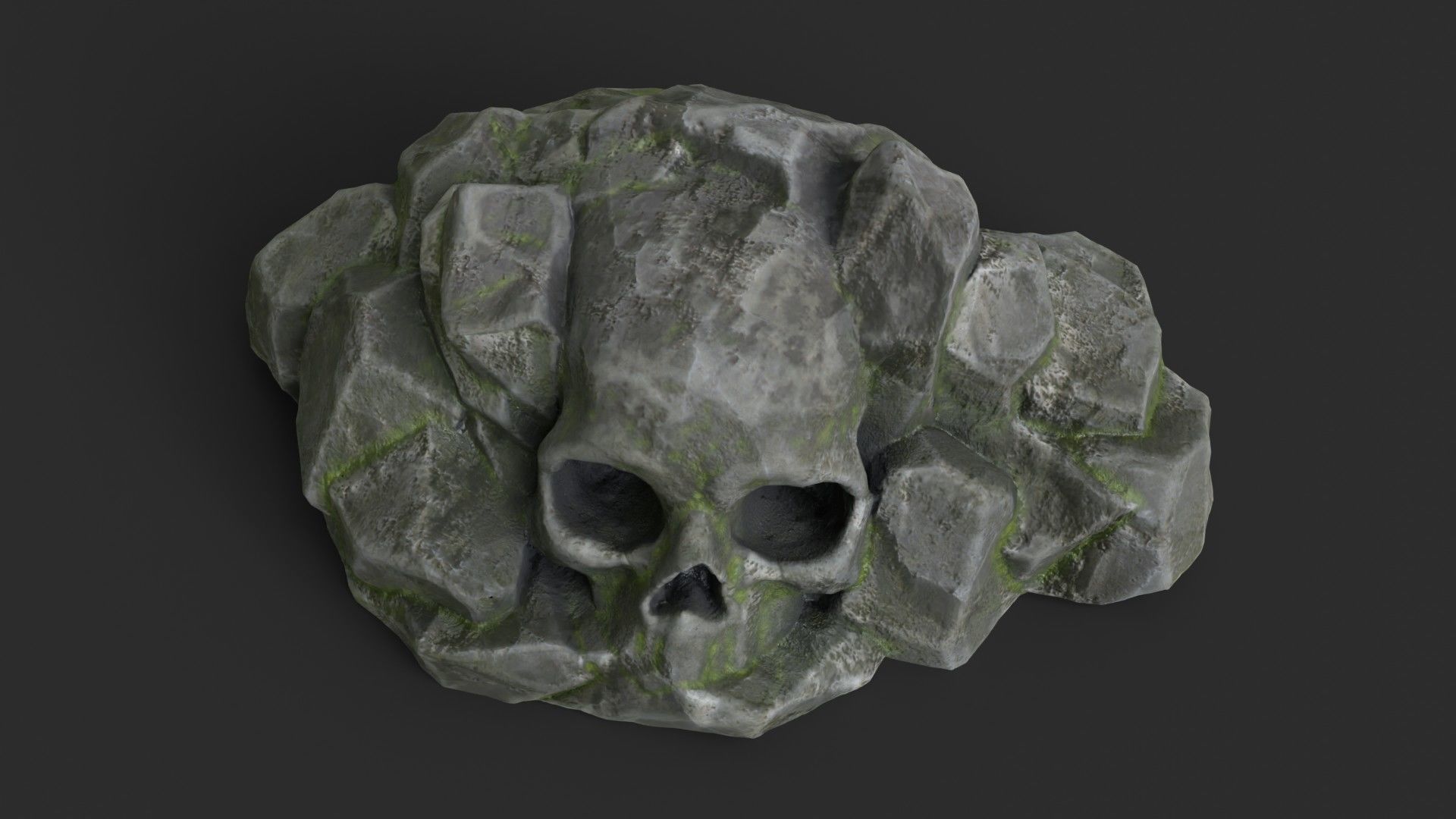 Rock Skull 1004 - Grey Jagged Stone Low-poly 3D model_7