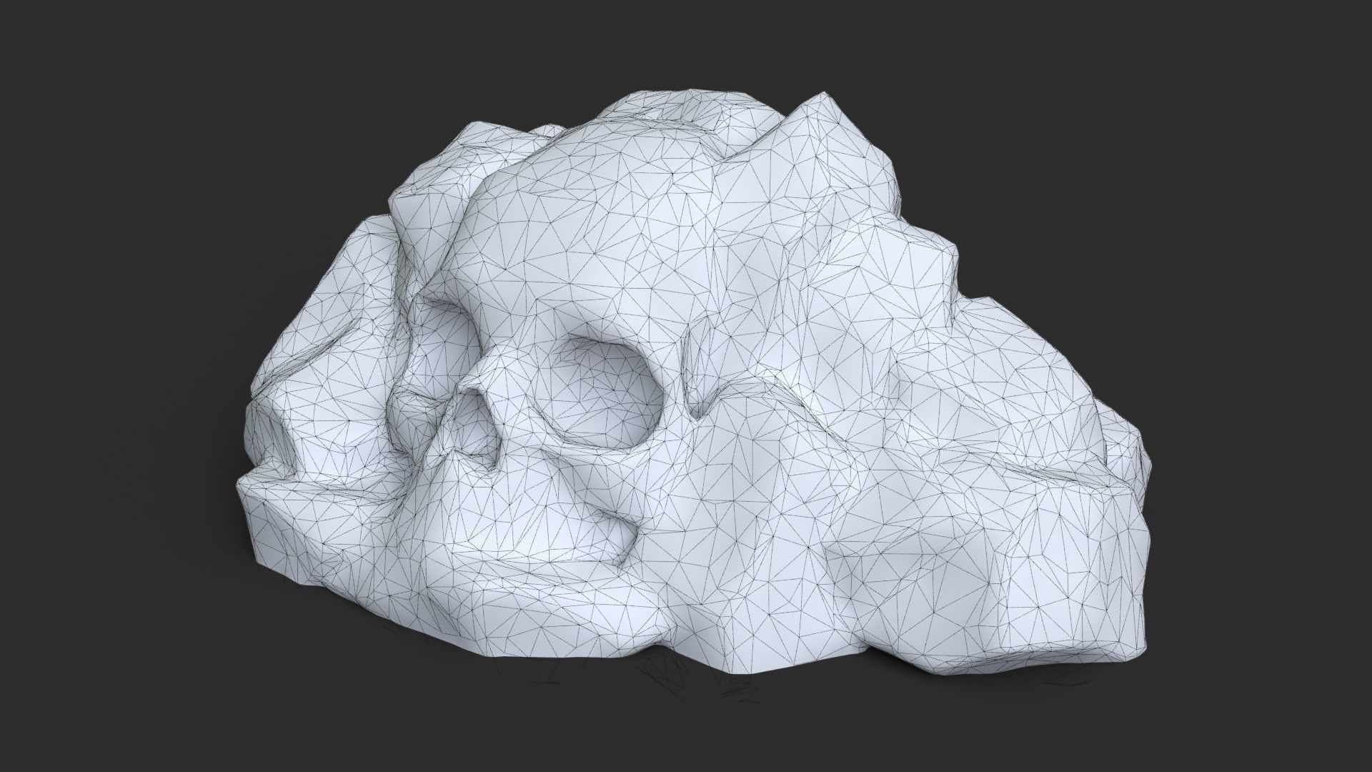 Rock Skull 1004 - Grey Jagged Stone Low-poly 3D model_8