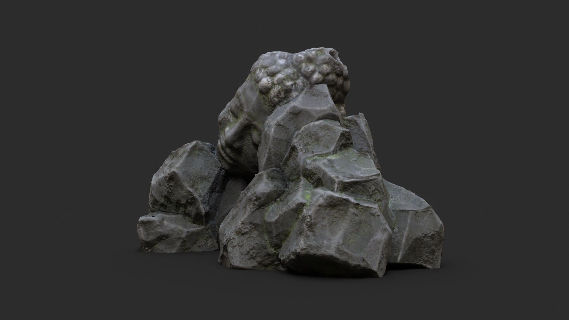 Rock Buddha 1001 - Grey Jagged Stone Low-poly 3D model_5