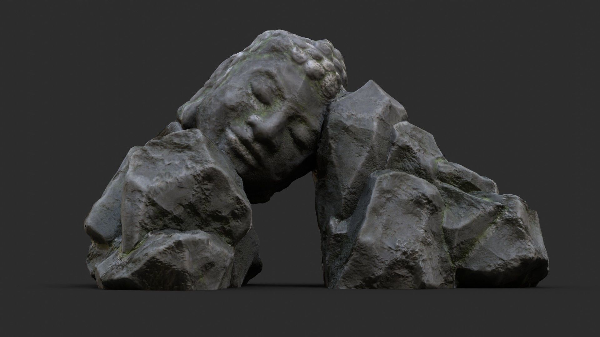 Rock Buddha 1001 - Grey Jagged Stone Low-poly 3D model_6