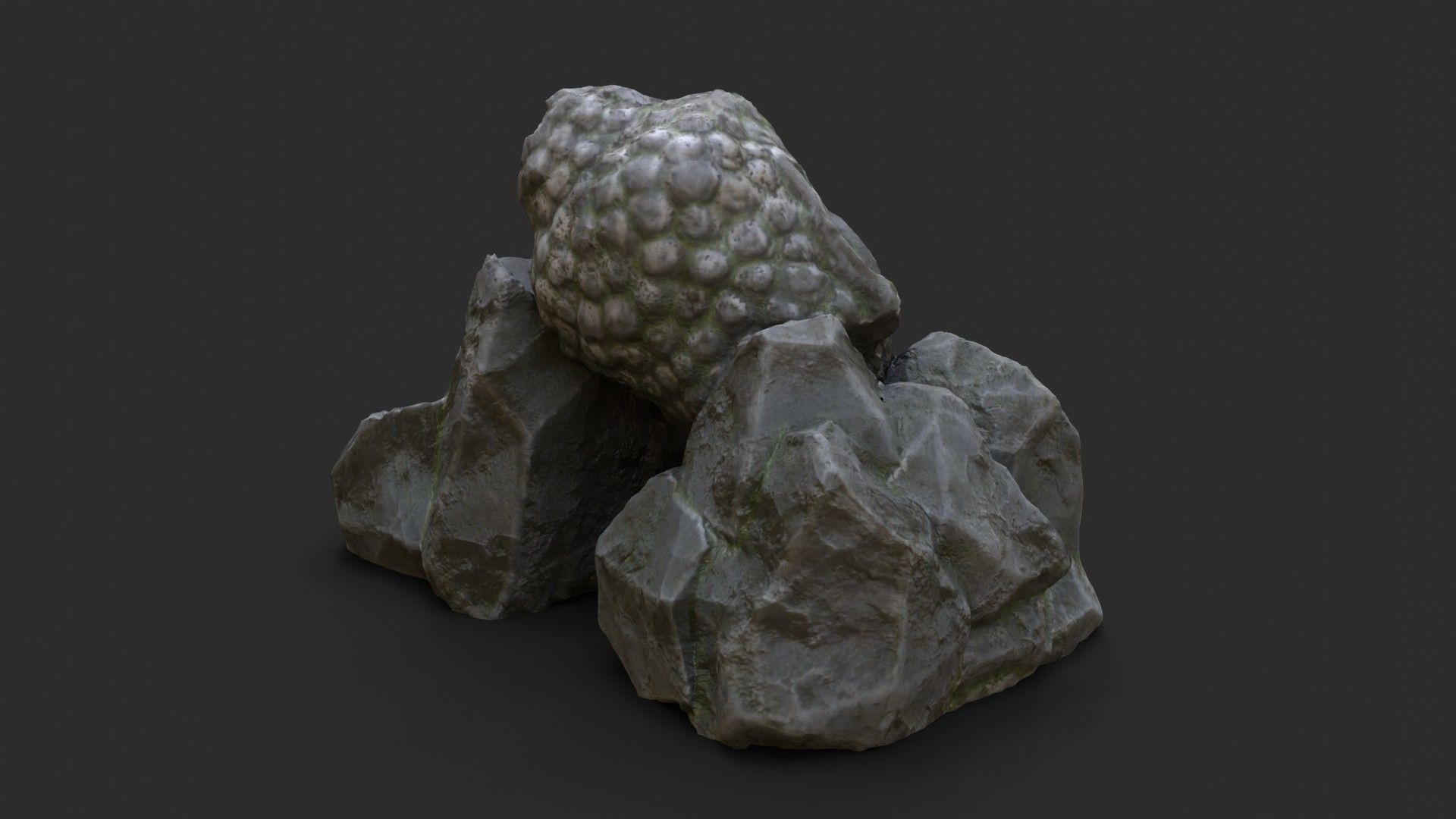 Rock Buddha 1001 - Grey Jagged Stone Low-poly 3D model_3