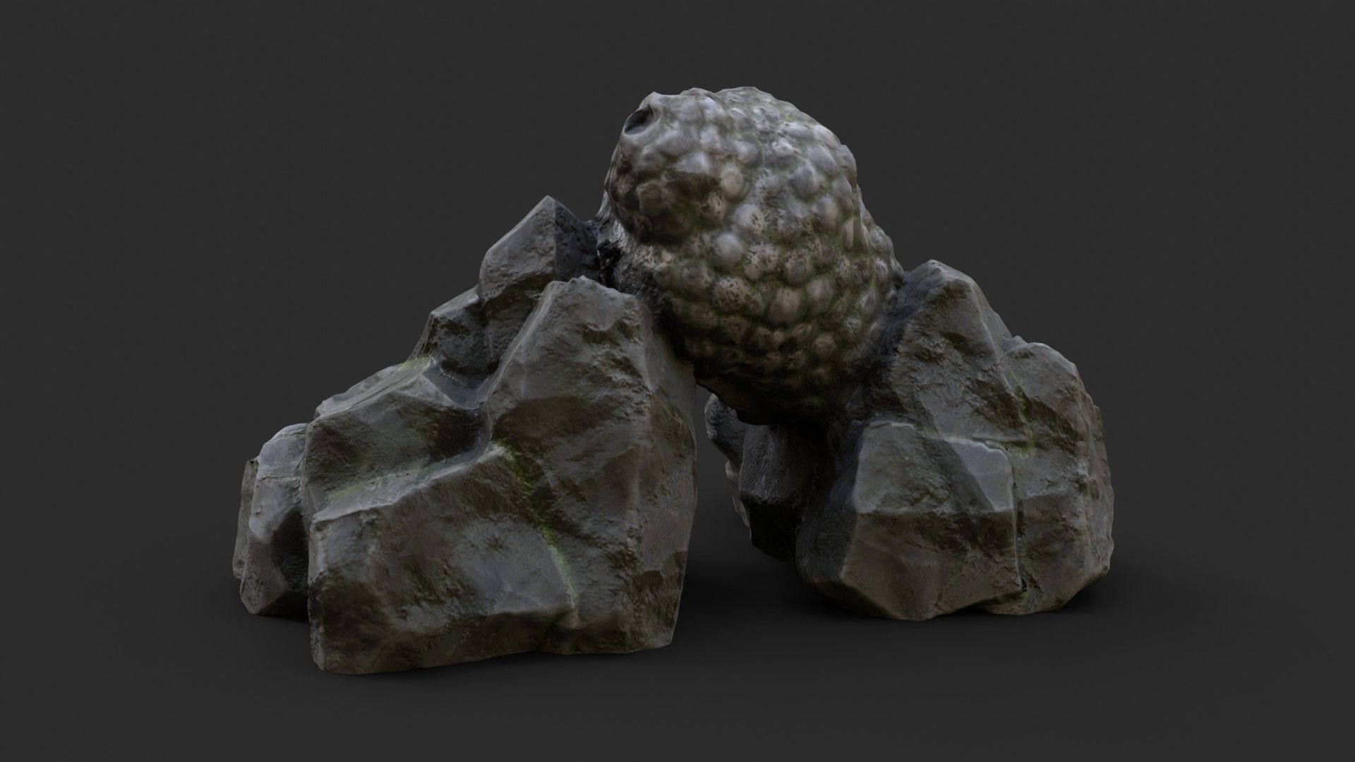 Rock Buddha 1001 - Grey Jagged Stone Low-poly 3D model_4