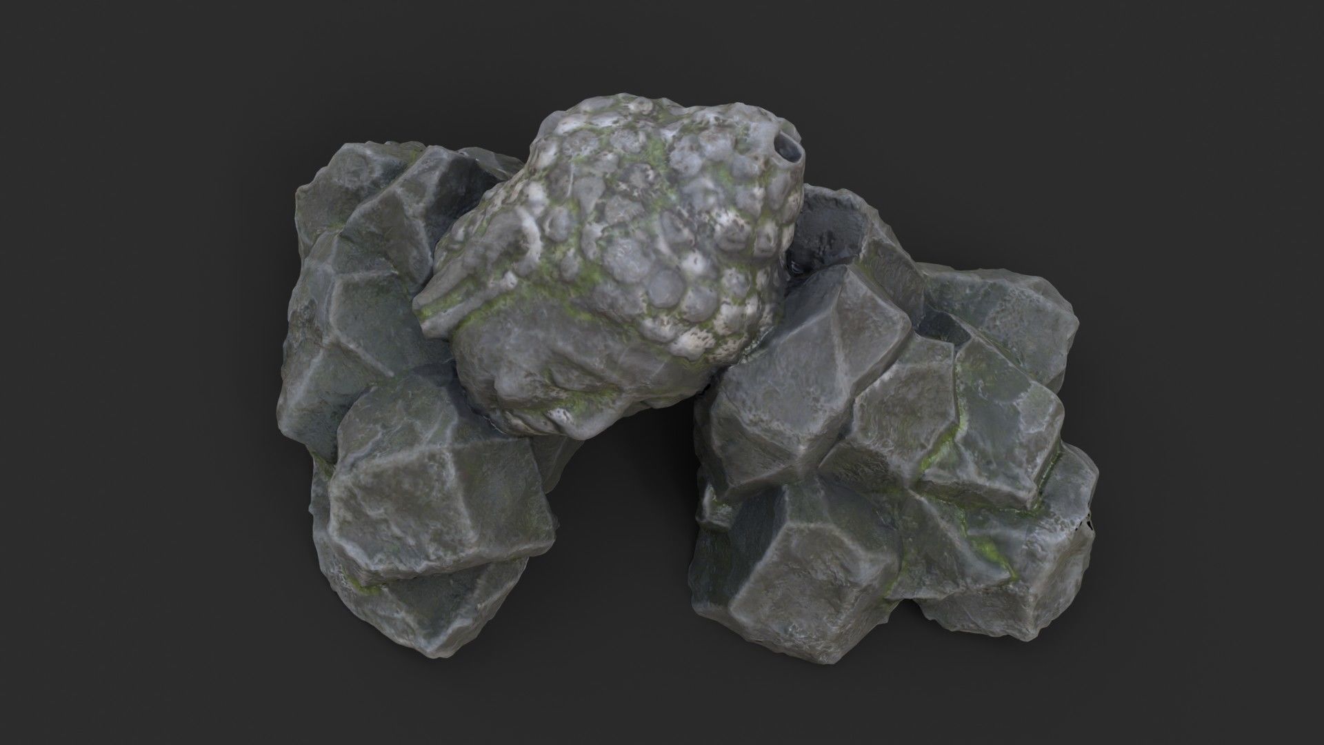 Rock Buddha 1001 - Grey Jagged Stone Low-poly 3D model_7