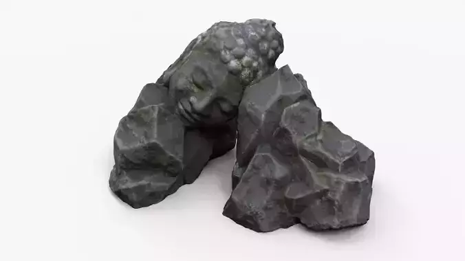 Rock Buddha 1001 - Grey Jagged Stone Low-poly 3D model