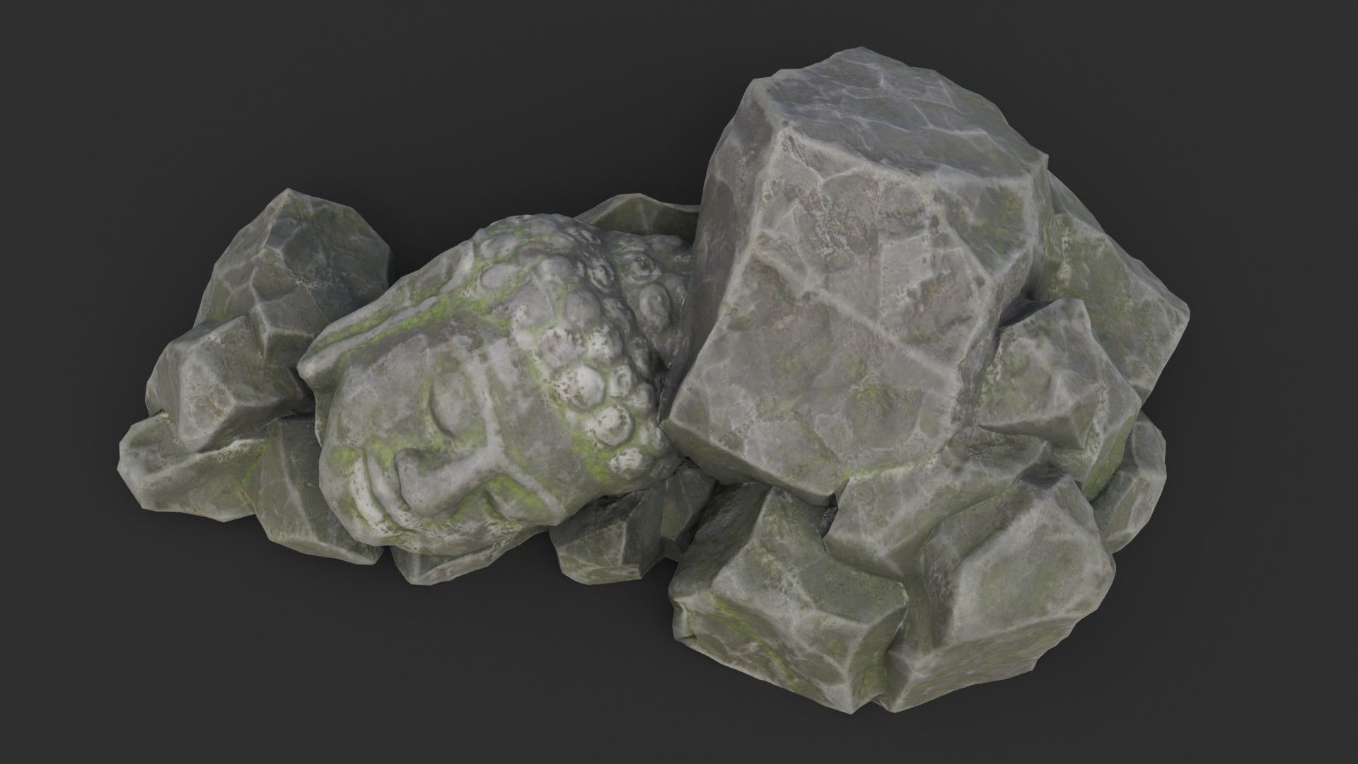 Rock Buddha 1006 - Grey Jagged Stone Low-poly 3D model_14