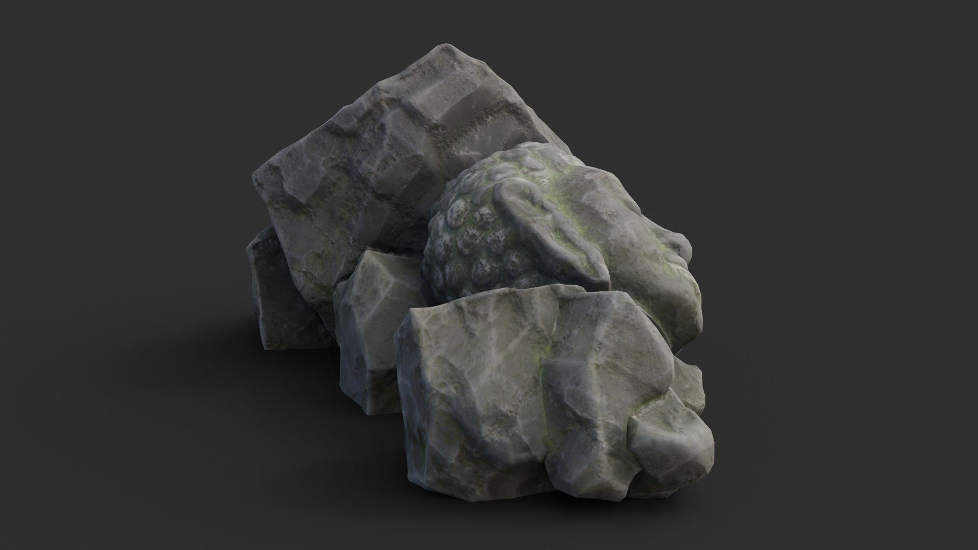 Rock Buddha 1006 - Grey Jagged Stone Low-poly 3D model_10