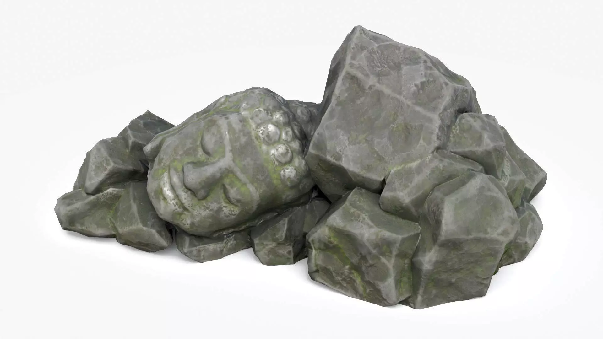Rock Buddha 1006 - Grey Jagged Stone Low-poly 3D model_0