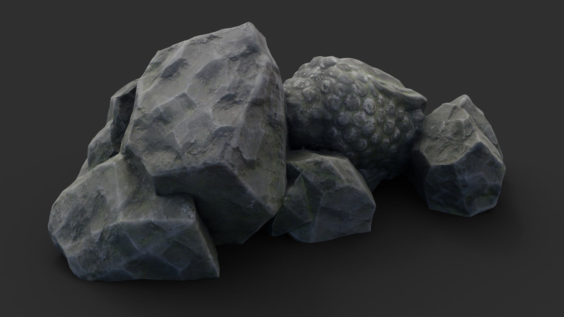 Rock Buddha 1006 - Grey Jagged Stone Low-poly 3D model_12
