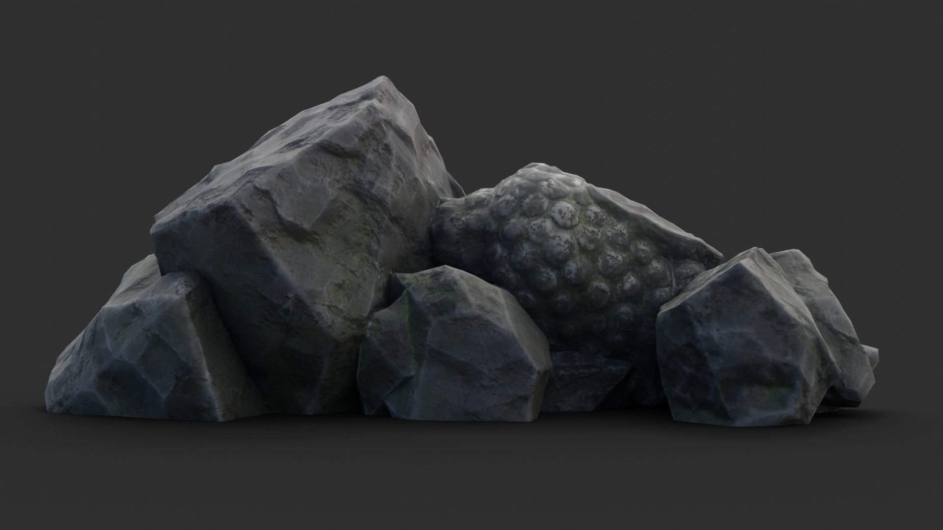 Rock Buddha 1006 - Grey Jagged Stone Low-poly 3D model_11