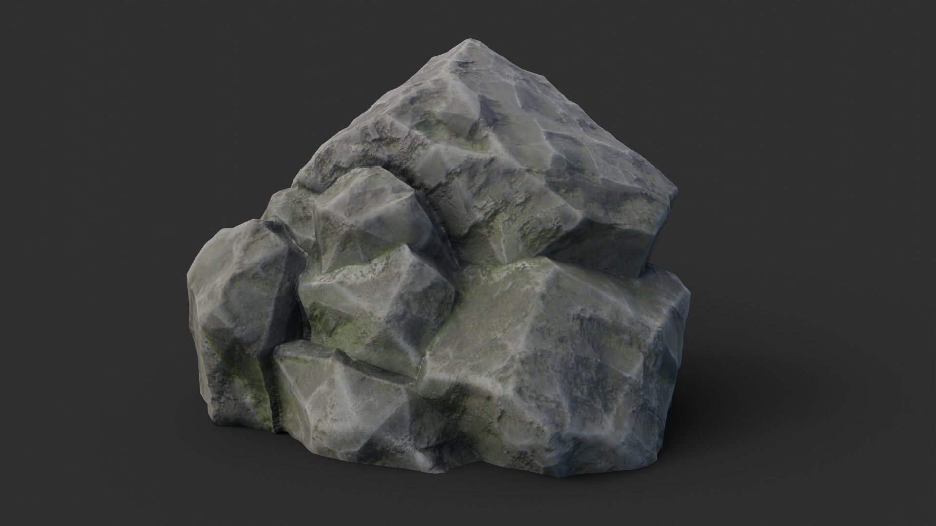 Rock Buddha 1006 - Grey Jagged Stone Low-poly 3D model_13