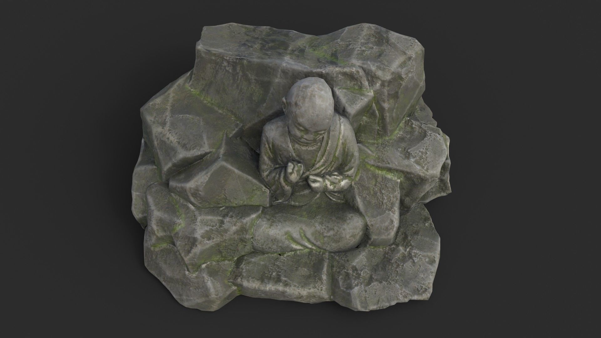 Rock Buddha 1008 Low-poly 3D model_7