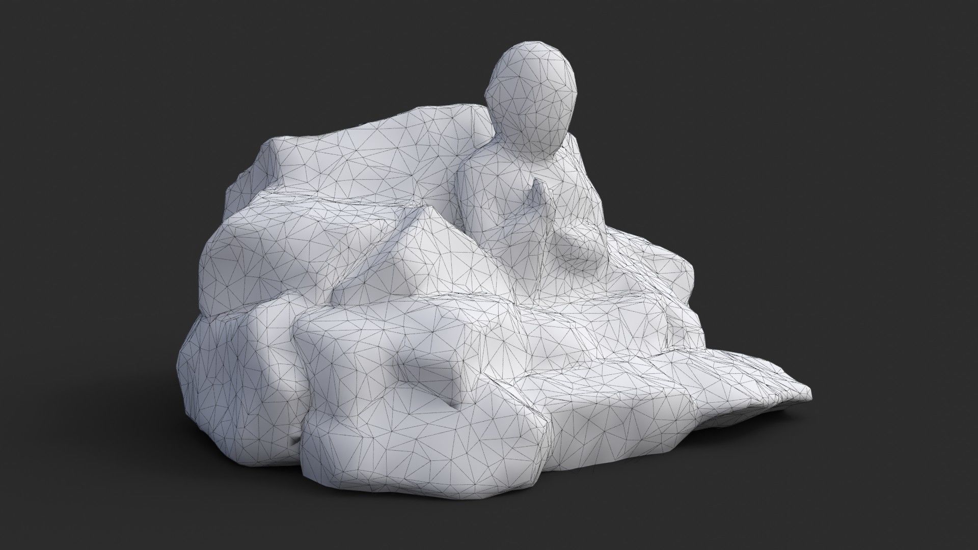 Rock Buddha 1008 Low-poly 3D model_9