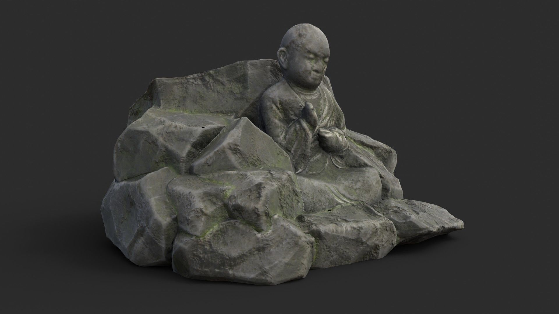 Rock Buddha 1008 Low-poly 3D model_2