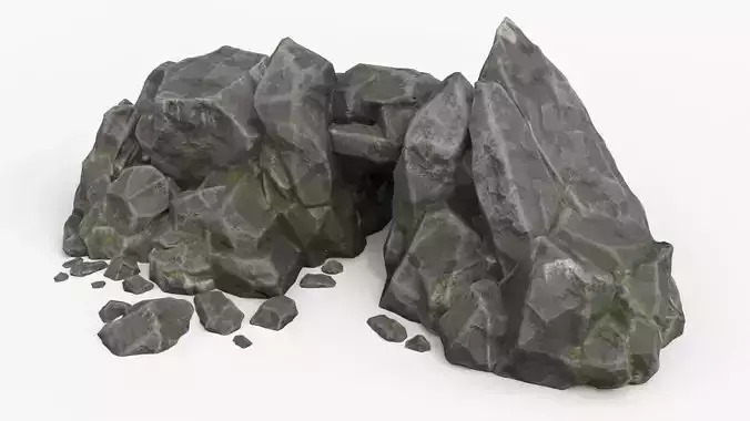 Rocks Pack 1 - Grey Jagged Stone Low-poly 3D model