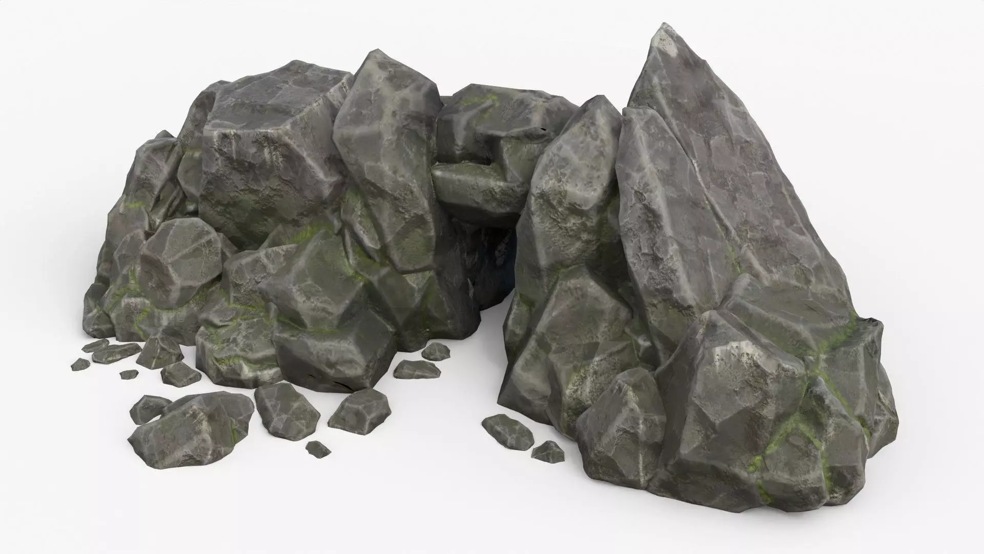 Rocks Pack 1 - Grey Jagged Stone Low-poly 3D model_0