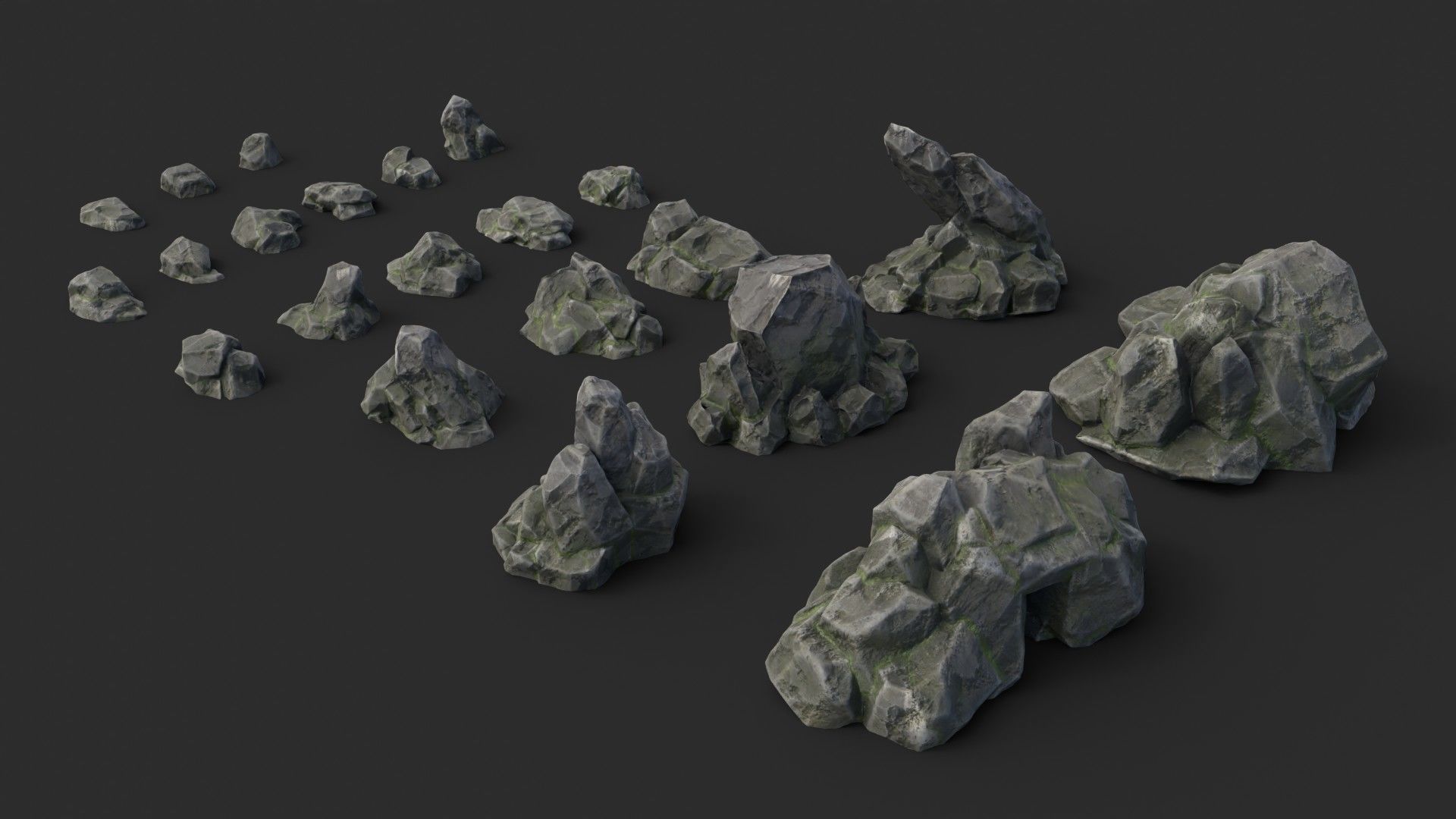 Rocks Pack 1 - Grey Jagged Stone Low-poly 3D model_5
