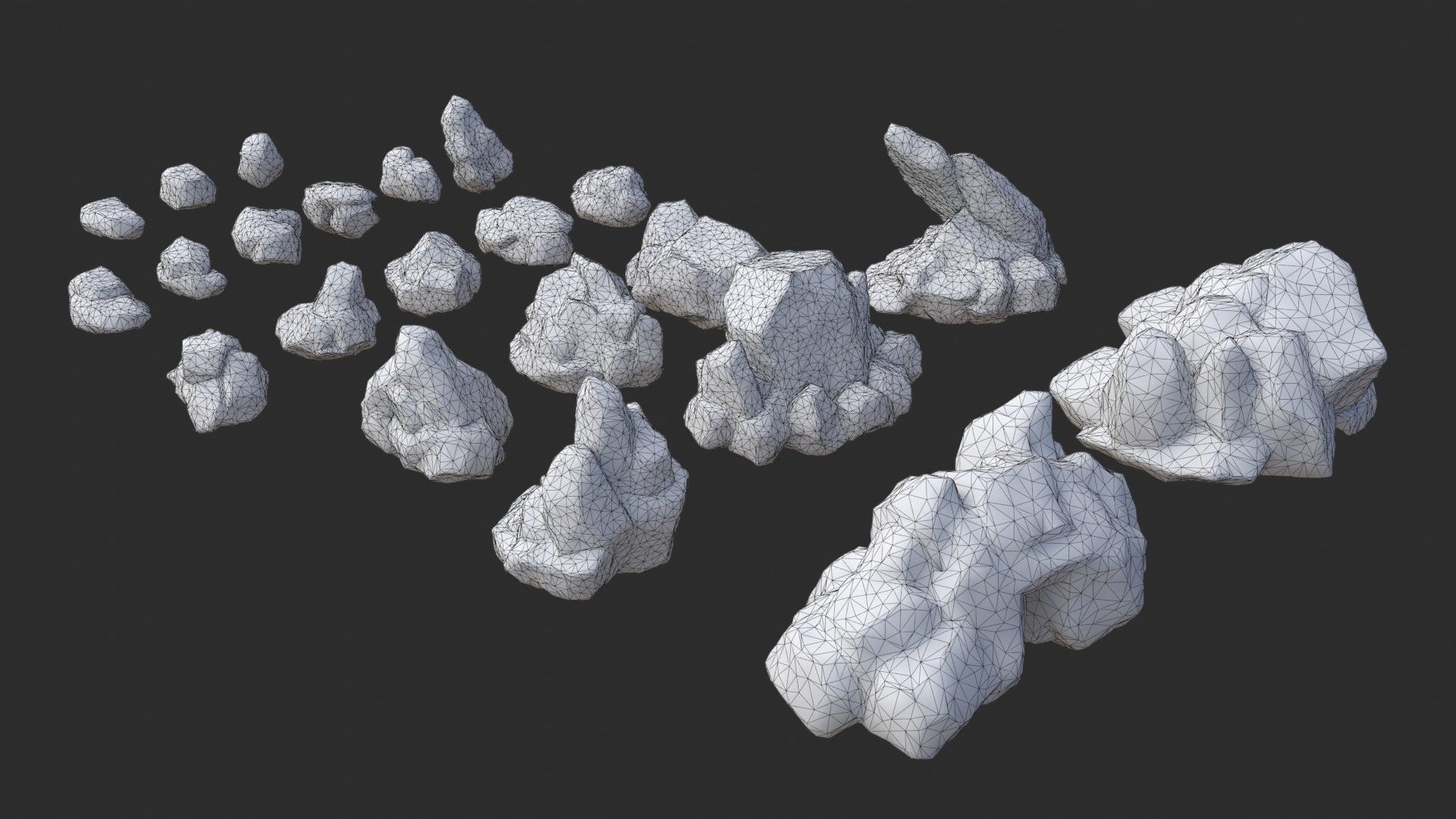Rocks Pack 1 - Grey Jagged Stone Low-poly 3D model_19