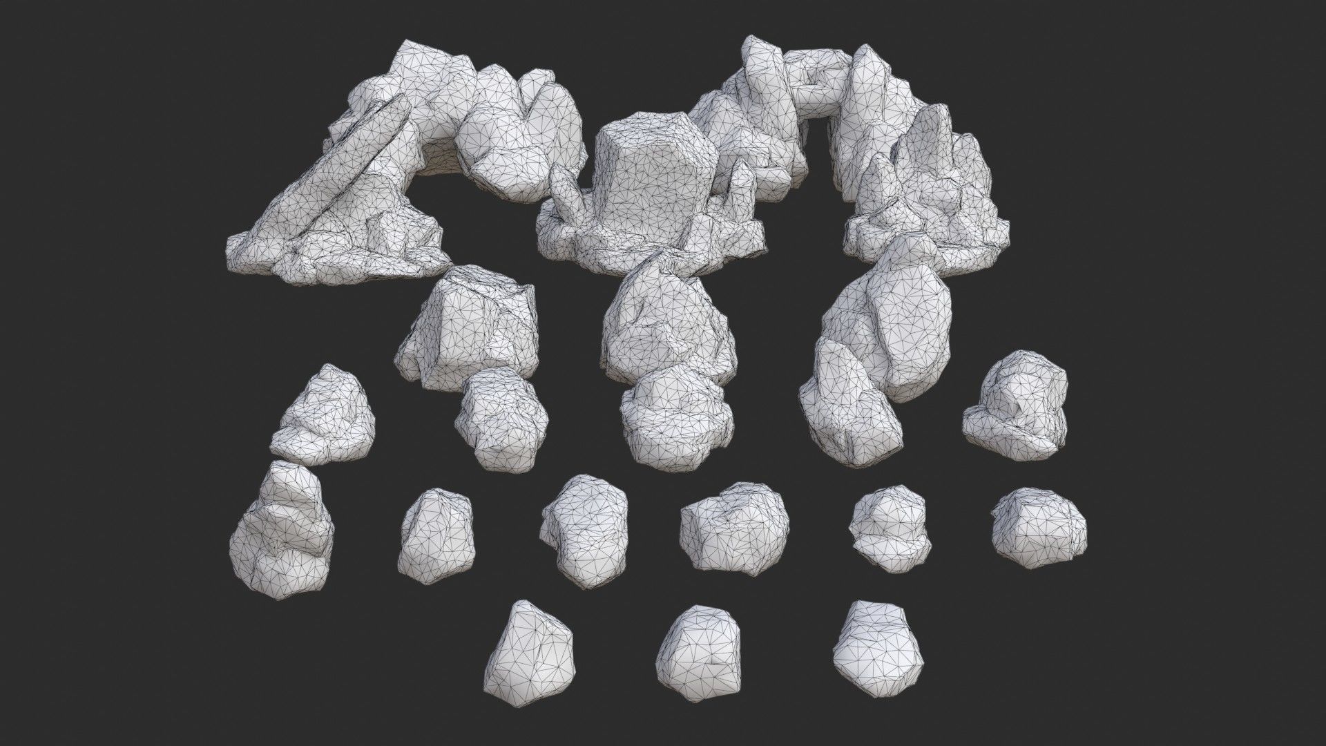 Rocks Pack 1 - Grey Jagged Stone Low-poly 3D model_16