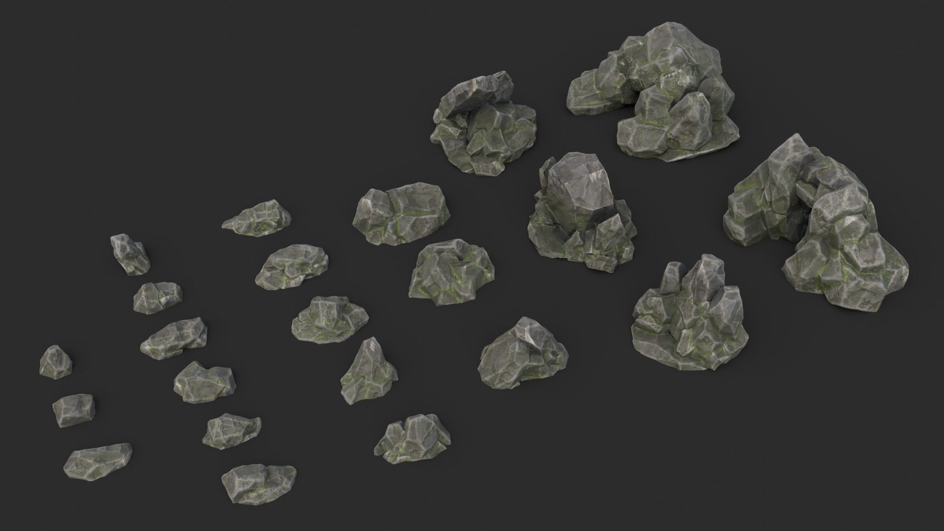 Rocks Pack 1 - Grey Jagged Stone Low-poly 3D model_1