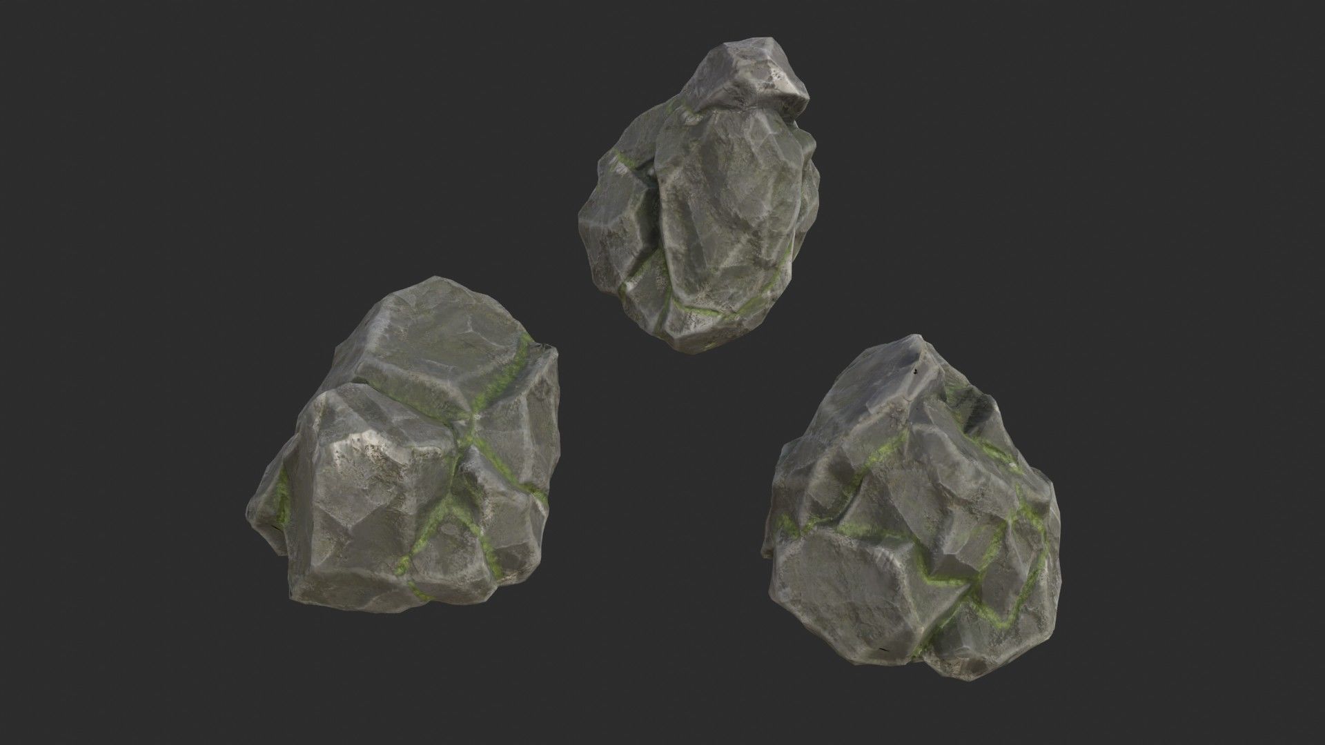 Rocks Pack 1 - Grey Jagged Stone Low-poly 3D model_8