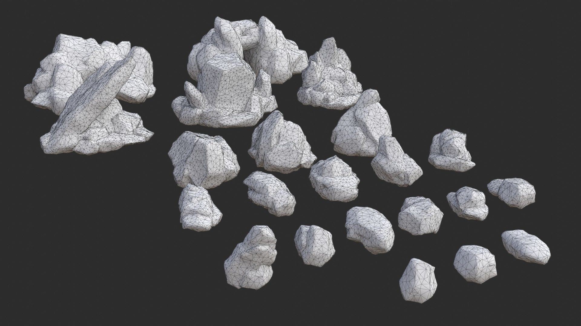 Rocks Pack 1 - Grey Jagged Stone Low-poly 3D model_17