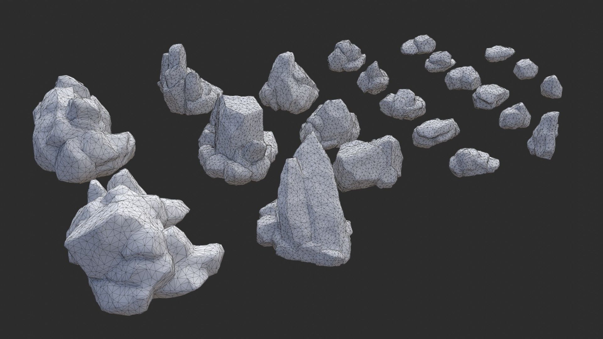 Rocks Pack 1 - Grey Jagged Stone Low-poly 3D model_18