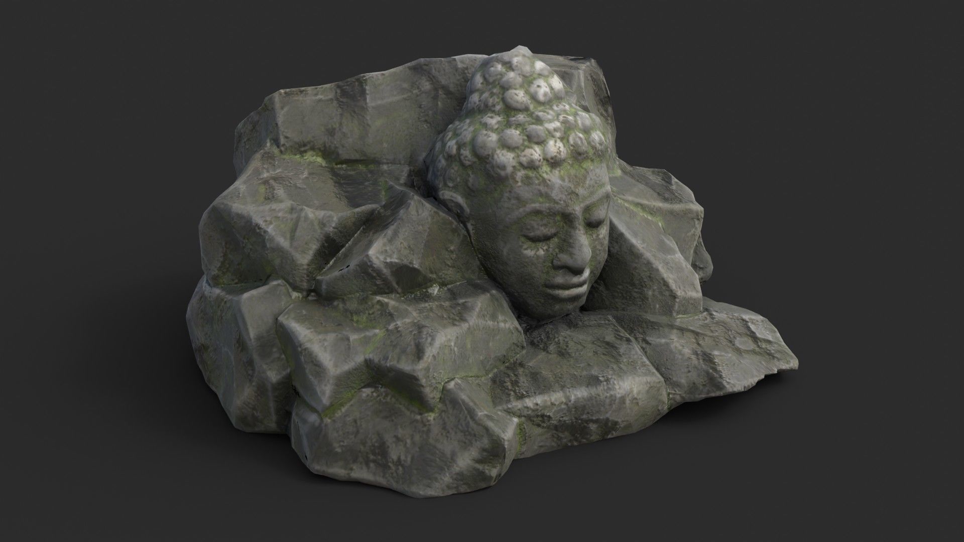 Rock Buddha 1009 - Grey Jagged Stone Low-poly 3D model_2