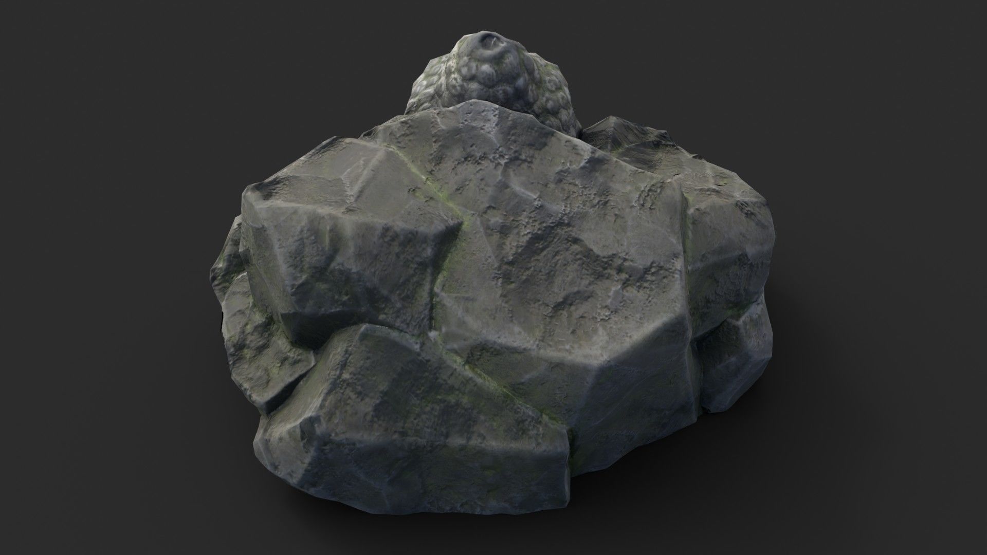 Rock Buddha 1009 - Grey Jagged Stone Low-poly 3D model_4