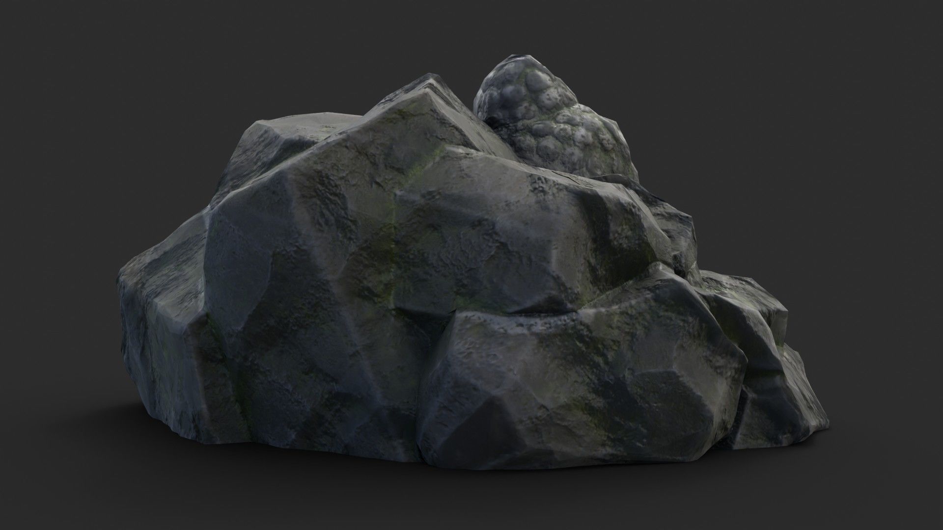 Rock Buddha 1009 - Grey Jagged Stone Low-poly 3D model_3