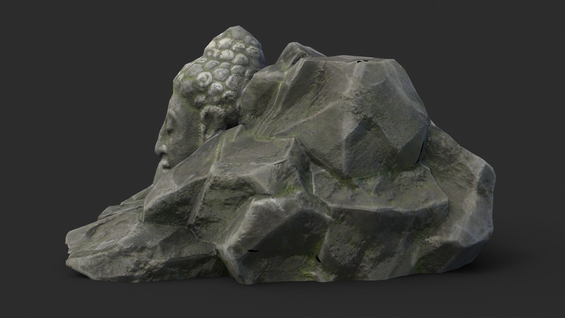 Rock Buddha 1009 - Grey Jagged Stone Low-poly 3D model_5