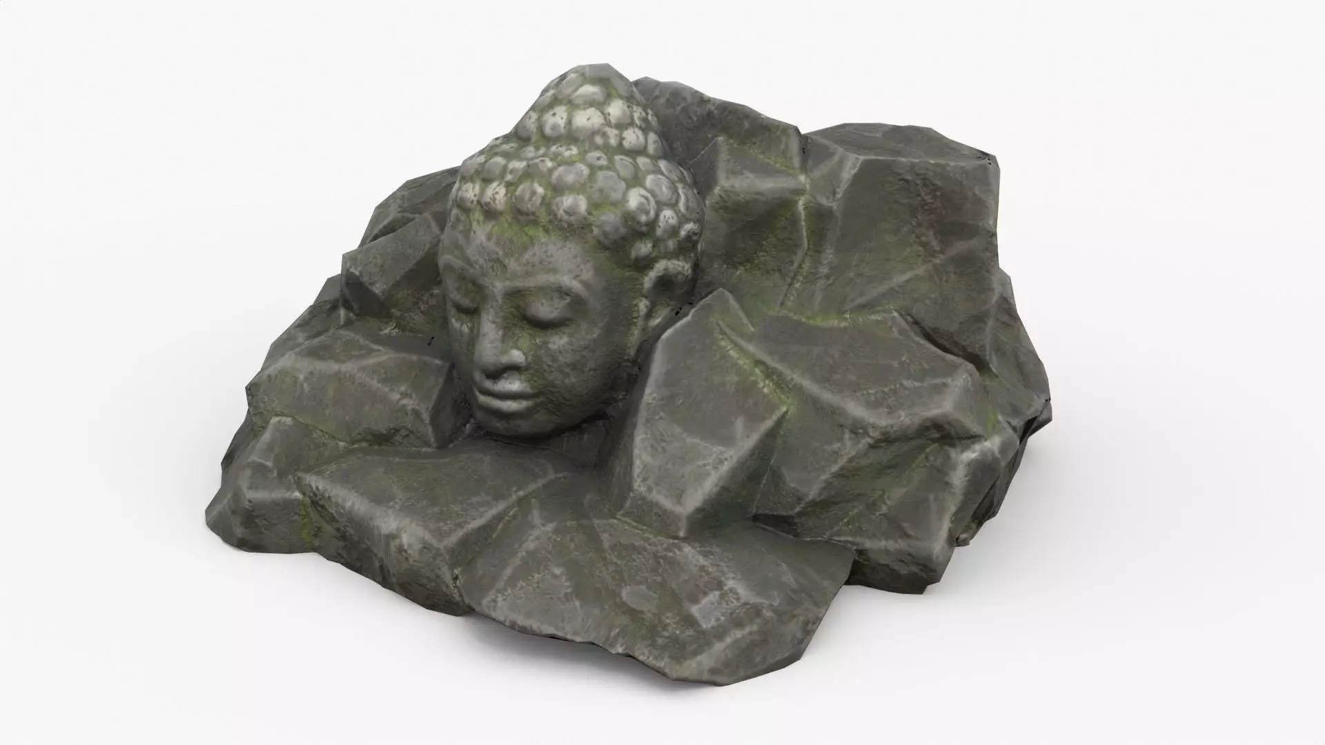 Rock Buddha 1009 - Grey Jagged Stone Low-poly 3D model_0
