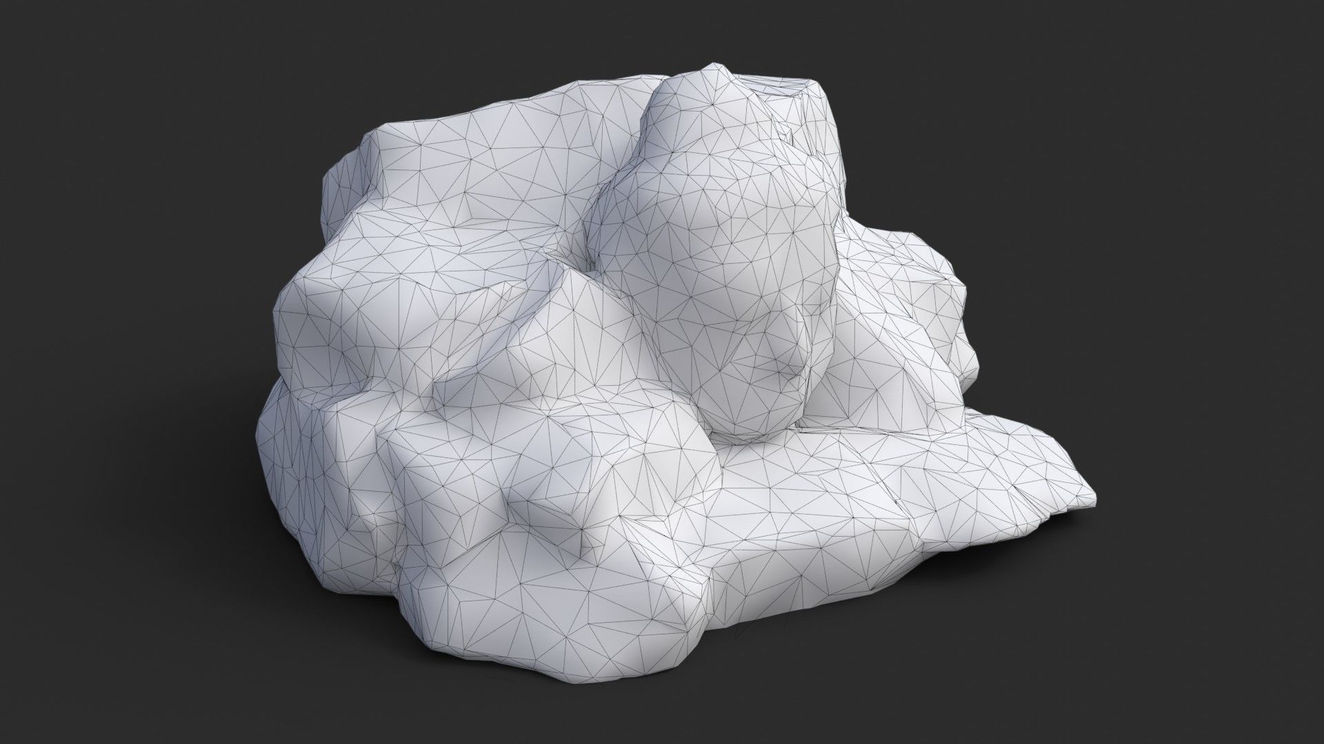 Rock Buddha 1009 - Grey Jagged Stone Low-poly 3D model_9