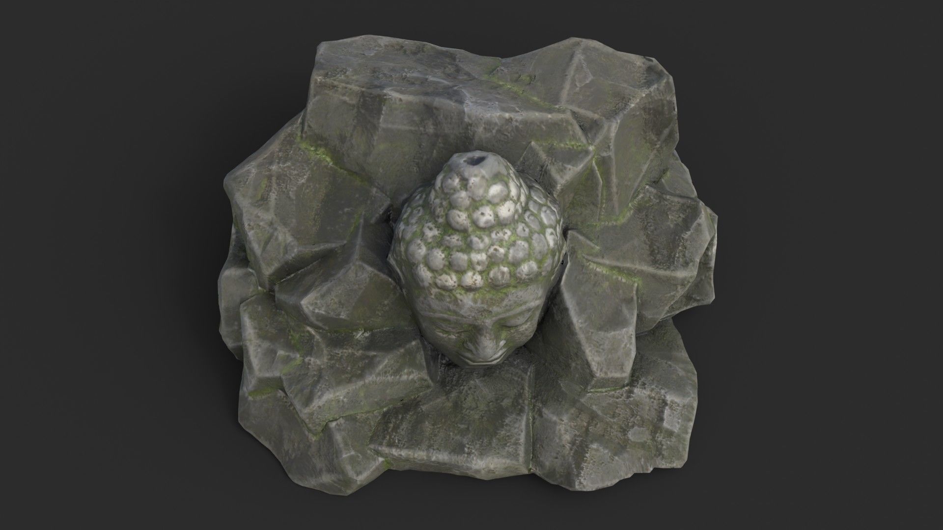 Rock Buddha 1009 - Grey Jagged Stone Low-poly 3D model_7