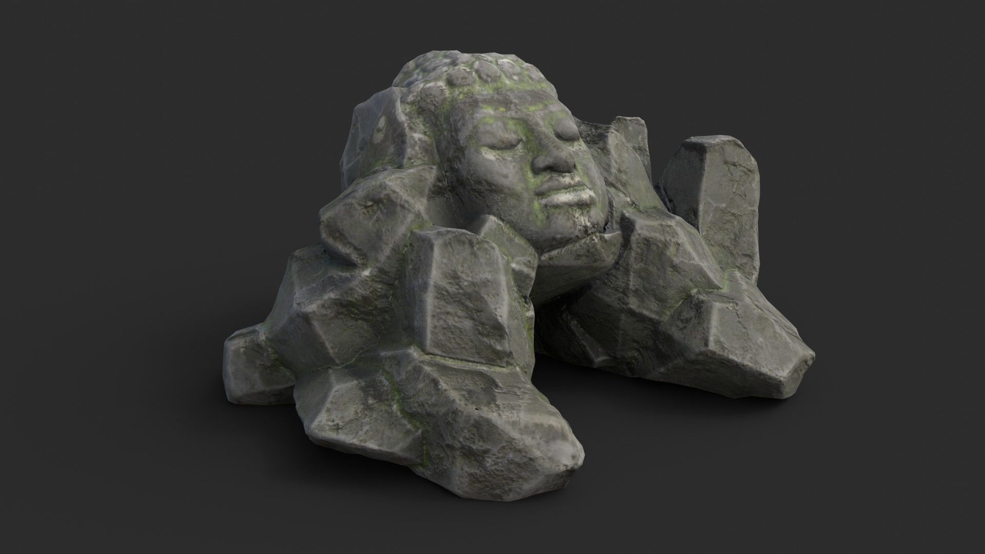Rock Buddha 1007 - Grey Jagged Stone Low-poly 3D model_2