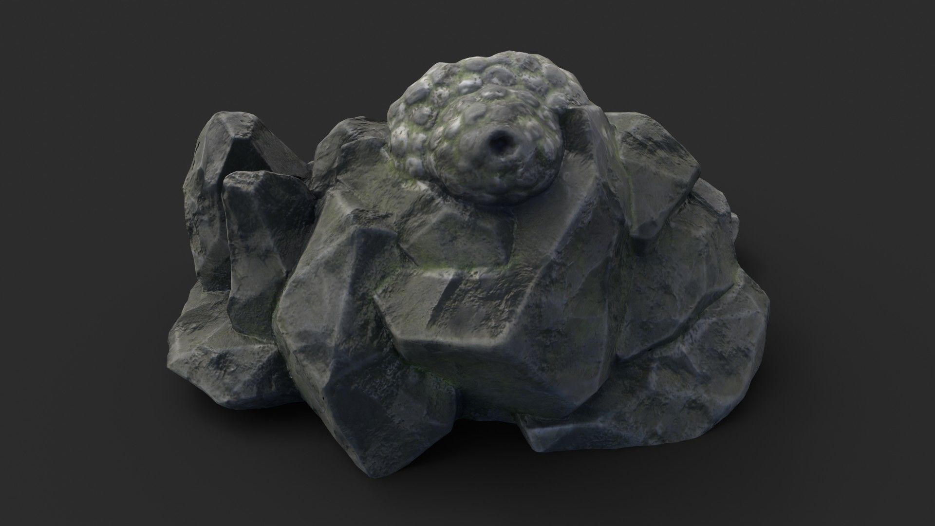 Rock Buddha 1007 - Grey Jagged Stone Low-poly 3D model_4