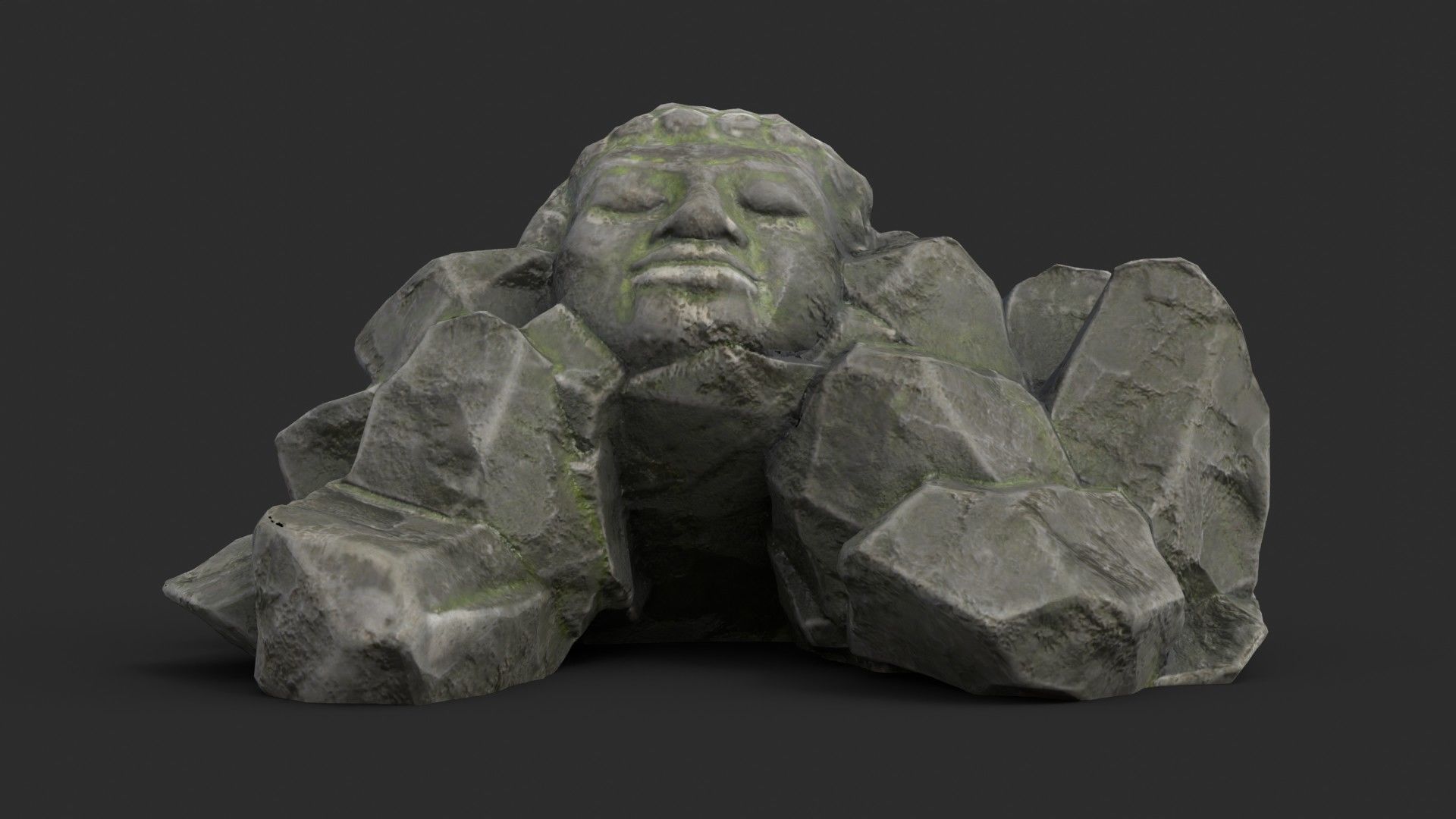Rock Buddha 1007 - Grey Jagged Stone Low-poly 3D model_6