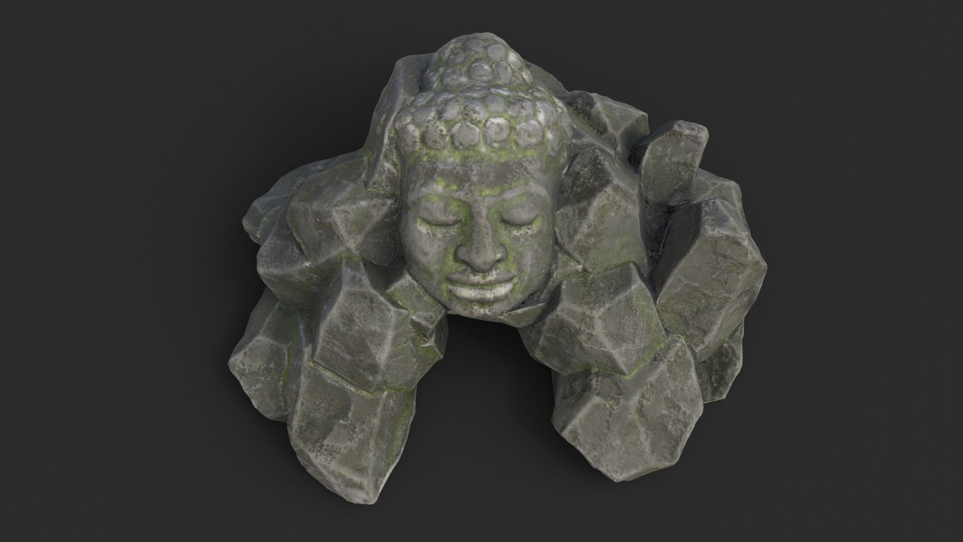 Rock Buddha 1007 - Grey Jagged Stone Low-poly 3D model_7